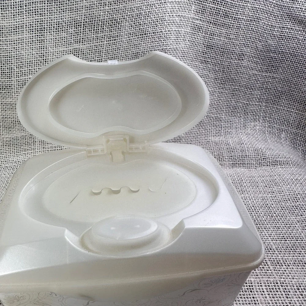 Cottonelle Fresh Flushable Wipes Refillable Plastic Dispenser Empty White Floral
